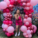 Pink Balloons Set 12 Inch Hot Dark Magenta Light Pastel Pink Metallic Latex Helium Balloon for Girls Baby Shower Princess Wedding Birthday Party Decorations by CozyNest Decor