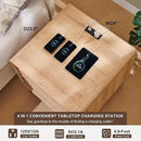 RedLemon 24" Nightstand Set of 2 with Charger Station, Mid Century Modern Fluted End Table with 2 Drawers, Wooden Side Table with Open Cubby Storage for Living Room, Bedroom, Office(Natural Oak) by CozyNest Decor