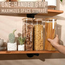 71oz Rectangle Airtight Glass Storage Containers with Bamboo Lids (Set of 4), Square Food Storage Jar, Pantry Organizers for Sugar, Flour, Spaghetti and Coffee beans (‎with Black Lable) by CozyNest Decor