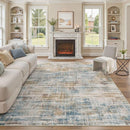 Area Rug for Living Room: 7x9 Washable Neutral Abstract Modern Soft Rugs Non Slip Indoor Floor Stain Resistant Large Carpet for Bedroom Dining Room Office Nursery - Blue Brown by TinyTreasures Baby Boutique
