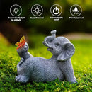 Goodeco Elephant Statue with Solar Butterfly - Ideal Gifts for Women, Mom or Birthdays, Beautifully Crafted Outdoor Decorations to Wow Your Guests by GreenHaven Gardens