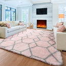 ONASAR Area Rugs for Bedroom Living Room, Washable 4x6 Fluffy Pink and Grey Throw Rug, Shaggy Geometric Soft Plush Floor Carpet for Nursery Girls Teen Playroom Dorm Home Decor Aesthetic by TinyTreasures Baby Boutique