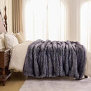 Fluffy Faux Fur Throw Blanket – Super Soft Warm Thick Plush Blanket for Bed, Couch & Office, Cozy Fuzzy Throw with Flannel Backing,50"x60", Grey by CozyNest Decor
