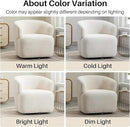 Swivel Accent Chair, Sherpa Teddy Barrel Chair for Living Room, Cozy Round Boucle Arm Chair, Metal Base for Club Nursery Bedroom, Beige Cream White by CozyNest Decor