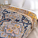 Boho Muslin Blanket for Adults 4-Layer Gauze 80 x 90 Inches Soft Cozy 100% Cotton Summer Cooling Blanket Floral Decor for Sofa Bed Coverlet Both Sides (A Boho Spiral Flower, 80 x 90 in) by CozyNest Decor