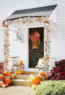 Lvydec Fall Maple Leaves Garland Decoration - 5.8ft Artificial Fall Foliage Garland with White Pumpkins Autumn Decor for Halloween Thanksgiving Home Table Decor (White) by CozyNest Decor