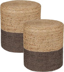REDEARTH · Cylindrical Pouf Foot Stool Ottoman - Jute Braided Pouffe Poof Accent Sitting Footrest for The Living Room, Bedroom, Nursery, Patio, Lounge - Set of 2 (14.5”x14.5”x16”; Natural Acorn) by CozyNest Decor