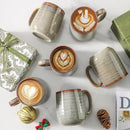 Hasense 12 oz Coffee Mugs, Ceramic Coffee Cups Set of 6, Stoneware Latte Mug with Large Handle for Coffee, Tea, Milk and Chocolate, Easy Hold & Clean, Dishwasher & Microwave Safe, Light Grey by CozyNest Decor