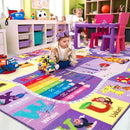 Kids Rugs for Playroom Bedroom Classroom Nursery, Non-Slip and Washable Rugs for Children Toddlers Girls, Educational and Fun Rug Carpets with ABC Alphabet Animals Shapes, 7x10, Purple by CozyNest Decor