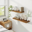 Fun Memories Floating Shelves for Wall, 32 Inch Rustic Wood Wall Mounted Shelves for Bathroom, Bedroom, Kitchen, Living Room, Deep Floating Shelves for Storage & Home Decor (Brown,Set of 2) by CozyNest Decor