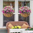 Hanging Planters for Outdoor Plants: 4 Pack 16" Hanging Baskets Flower Pots with Coco Liners & Plastic Saucer Extra Large Deep Hanging Plant Holder for Porch Balcony Garden Décor by GreenHaven Gardens