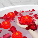 Aignis 12pcs Flameless LED Floating Candles, Red Rose Plastic Tealights Battery Operated, 120+ Hours Glow Time, Cozy Light for Romantic Pool/Bathtub/Hot Bath/Wedding Centerpiece Decor(D2.83 * H1.42) by CozyNest Decor