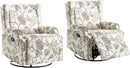 UIXE Swivel Rocker Manual Recliner Chairs Set of 2, Wingback Swivel Glider Fabric Nursery Reclining Sofa Chair, High Back Upholstered Arm Chair for Living Room Bedroom - Beige Plants by CozyNest Decor