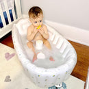 Mink Inflatable Baby Bathtub with Built-in Air Pump, Newborn to Toddler Bath Tub,Portable Travel Shower Basin with Back Support, Deflates and Folds Easily (Olive Bath) by TinyTreasures Baby Boutique