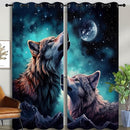 Wolf Blackout Curtains for Boys Girl Bedroom Decor,Starry Sky Howling Wolf Under The Full Moon Thermal Insulated Grommet Drapes Darkening Window Curtain for Living Room Home 84x63 inch by TinyTreasures Baby Boutique