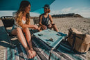 Neso Portable Beach Table with Cup Holders, Cell Phone Pockets, Lightweight for Picnics and Parks (Aqua Fronds) by GreenHaven Gardens
