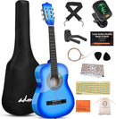 ADM Beginner Acoustic Classical Guitar 34 Inch Nylon Strings Wooden Guitar Bundle Kit for Kid Boy Girl Student Youth Guitarra Online Lessons with Gig Bag, Strap, Tuner, Strings, Picks, Blue by TinyTreasures Baby Boutique