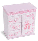 Jewelkeeper - Ballerina Jewelry Box for Girls with 3 Pullout Drawers - Ballerina Music Box with Swan Lake Tune - Ballet Slipper Design - Jewelry Storage Organizer for Necklaces and Bracelets by TinyTreasures Baby Boutique
