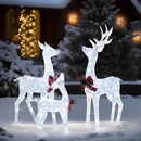 4.5FT Lighted Reindeer Family Set for Christmas Decoration, 3 Pieces Pre-Lit Iridescent Deer Xmas Decor with 200 LED Lights, 3D Glittered Standing Holiday Display for Outdoor, Indoor, White by CozyNest Decor
