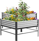 Doniks Raised Garden Bed with Legs, 48×48×32in Large Outdoor Metal Galvanized Garden Planting Box,1000lb Capacity for Vegetables Lawn Green Flowers, Fruits, Terrace by GreenHaven Gardens
