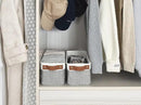 StorageWorks Narrow Storage Bins, Small Basket for Closet and Shelves, Fabric Organizer with Handles, Toilet Paper Storage, Grey and White, 2-Pack by CozyNest Decor