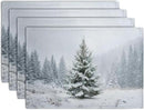 Winter Placemats Set of 4, 12x18 Inch Christmas Pine Tree Snowflake Linen Table Mats Seasonal Washable Farmhouse Place Mats for Kitchen Dining Xmas Holiday Party Decor by CozyNest Decor