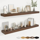 fuqing Floating Shelves for Wall, Bathroom Shelf Wall Mounted for Storage, Shelves with Invisible Bracket for Bedroom, Kitchen, Living Room, Farmhouse Small Book Shelf, 48 Inch Set of 2, Walnut by CozyNest Decor