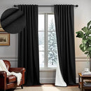 Black Linen Blackout Curtains 120 Inches Long 2 Panels Burg for Living Room Back Tab Pleated Thermal Cold Heat Sun Blocking Extra Long Drapes Black Out Blinds Shades for Bedroom Windows 52x120 Length by CozyNest Decor