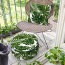 Inflatable Ottoman Stool D21 xH9 for Outdoor/Indoor Use, Water Repellent Patio Foot Rest Stool with Portable Handle,Round Pouf Ottoman Suitable for Garden,Deck and Camping - Palm Green by CozyNest Decor
