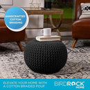 BIRDROCK HOME Round Pouf Ottoman | Cotton Braided Foot Stool with Bean Bag Filling | Boho Foot Rest for Living Room & Bedroom | Compact & Comfortable Seating, Lightweight & Soft | Charcoal by CozyNest Decor