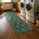 Joydeco Washable Runner Rug Non Slip, Floral Kitchen Carpet Runner 2x6, Soft Low-Pile Botanical Forest Indoor Floor Door Mat for Hallway Bathroom Entryway Laundry Room, Dark Green by TinyTreasures Baby Boutique