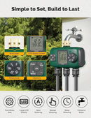 MOES 3 Outlet Sprinkler Timer, Brass Inlet, Programmable Automatic Irrigation Controller, Rain Delay, Manual Watering, 3 Zone Water Hose Timer for Gardens, Lawns, and Hose Systems by GreenHaven Gardens