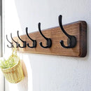 Dseap Wall Mounted Coat Rack: 24" Long, Patented, Heavy-Duty, 6-Double-Hooks Wooden Hanger Rail for Winter Coats, Hat, Jacket, Clothing - Natural & Black, Pack of 2 by CozyNest Decor