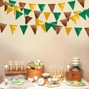 Green Gold Brown Metallic Fabric Triangle Pennant Banner Flag Bunting Garland for Football Jungle Safari Wild Woodland Birthday Baby Shower Wedding Bachelorette Graduations Party Decorations Supplies by GreenHaven Gardens