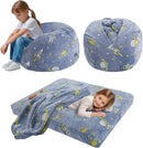 COMAX Kids Bean Bag Chair Turn into Beanbag Bed, Toddler Bean Chair for Girl Boy Sleeping, Lazy Children Bean Bags with Filler, Convertible Child Floor Mattress, Blue Universe by TinyTreasures Baby Boutique
