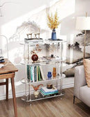 Clear Bookshelf, Acrylic Bookcase with Open Book Shelf Console Table for Entryway Office Living Room Bedroom (4 Tier Clear) by CozyNest Decor