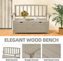 AVAWING Outdoor Storage Bench, Wooden Garden Bench Weatherproof, Patio Benches for Outside, 2-Seat Front Porch Bench, Park Bench for Deck, Lawn, Backyard (Light Gray) by CozyNest Decor