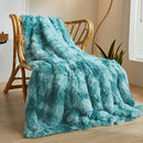 XeGe Tie Dye Plush Faux Fur Throw, Teal Soft 50x60 Shaggy Furry Blanket, Turquoise Fluffy Velvet Couch Throw, Comfy Ombre Fuzzy Lap Blanket for Bedroom Living Room Car Tie Dye Teal by CozyNest Decor