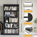 5 Tier Adjustable Black Bookcase, Metal Small Bookshelves and Bookcases, 61" H Display Modern Bookshelf for Living Rooms, Bedrooms, Home Offices, 10 Minutes Assemble by CozyNest Decor