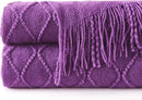 inhand Valentine's Day Gifts Throw Blanket Purple for Couch, Soft Living Room Home Decor Twin Size Knitted Blanket, Outdoor Lightweight Breathable Summer Blanket, Farmhouse Woven Decorative, 60"x80" by CozyNest Decor