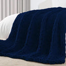 Carriediosa Chunky Knit Throw Blanket 60" X 80" Twin, 100% Hand Made Large Chenille Loop Yarn Soft Fluffy Throws for Couch Sofa Bed, Big Crochet Cozy Heavy Thick Cable Woven Blankets, Navy Blue by CozyNest Decor