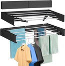 FOCHIER F Laundry Drying Rack Wall Mounted Clothes Drying Rack Collapsible with 5 Aluminum Rods and Drilling Template Long Screwdriver Bit 60 lbs Capacity (Black, 40") by CozyNest Decor