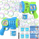 2 Pack Bubble Gun Machine for Kids, Automatic Light Up Bubble Blower with 4 Bottles 10 Bags Refill Solution Bubble Guns Blaster for Toddlers, Outdoor Toys Gifts Wedding Easter Party Favor by TinyTreasures Baby Boutique