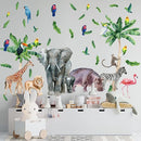 Safari Animal Wall Decals for Kids by Lipastick-Peel and Stick Jungle Stickers Giraffe, Elephant, Hippo, Palm Tree, Parrot for Toddlers Room, Nursery, Playroom, Classroom, Daycare Decor Art- XXL by TinyTreasures Baby Boutique