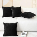 CaliTime Throw Pillow Covers Decorative 18 X 18 Inches Pack of 4 Cozy Chenille Cushion Cases for Couch Sofa Bed Living Room Home Black by CozyNest Decor