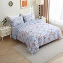 ABREEZE Floral Duvet Cover Queen Size Set Bird Flowers Bedding Set 100% Brushed Cotton Bedding Collection 1 Duvet Cover with 2 Pillowcases Grey by CozyNest Decor