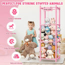Stuffed Animal Storage & Organizer, Wooden Cute Zoo Toy Holder for Toddler Rooms, Playrooms & Bedrooms（Pink） by TinyTreasures Baby Boutique
