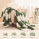 L'AGRATY Chunky Knit Blanket Throw: 60''x80'' Chenille Chunky Knitted Throw Blankets for Twin Bed Couch - Handmade Thick Cable Knit Blanket - Large Crochet Blankets for Home Decor(Green Checkered) by CozyNest Decor