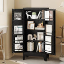 51" Metal Kitchen Pantry Cabinet, Storage Cabinets with 2 Door and 3 Adjustable Shelves, Black Freestanding Food Storage Cabinet, Steel Cupboard for Kitchen Dinning Room by CozyNest Decor