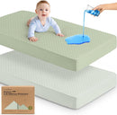 Waterproof Crib Mattress Protector Cover Fitted - 2-Pack Quiet Baby Crib Mattress Pad Sheets, 52" x 28" Soft Quilted Cotton Baby Sheet, Machine Washable, Easy Fit, Durable (Soft Fern/Quin) by TinyTreasures Baby Boutique